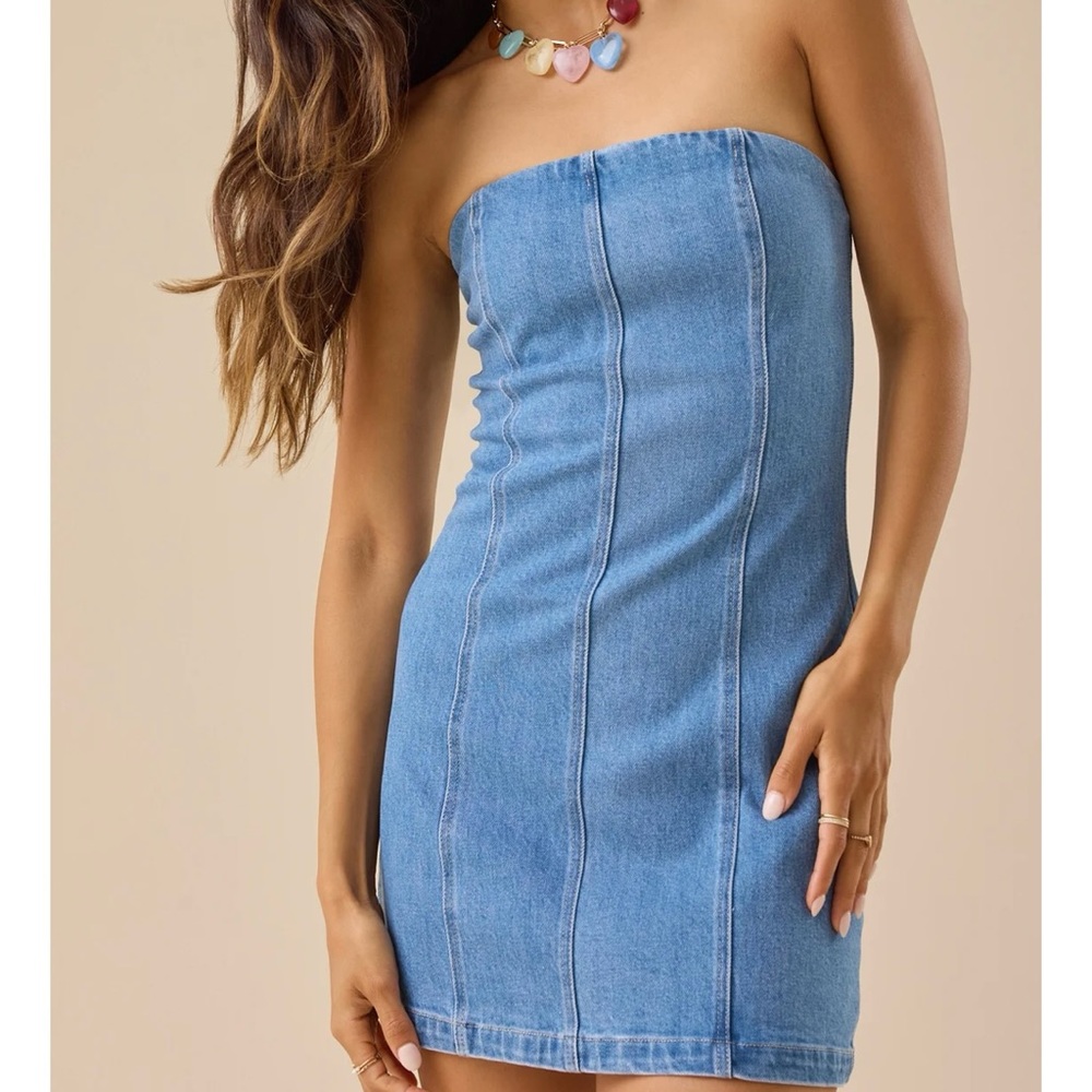 NEW Altar’d State Denim Strapless Mini Dress Size XXL NWT